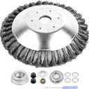 AR-PRO 8-Inch Rotary Steel Wire Weed Brush Blade with Universal Adapter Kit - Round Steel Wire Brush Compatible with Husqvarna, Stihl, Oregon, and Hitachi Straight Shaft Trimmers