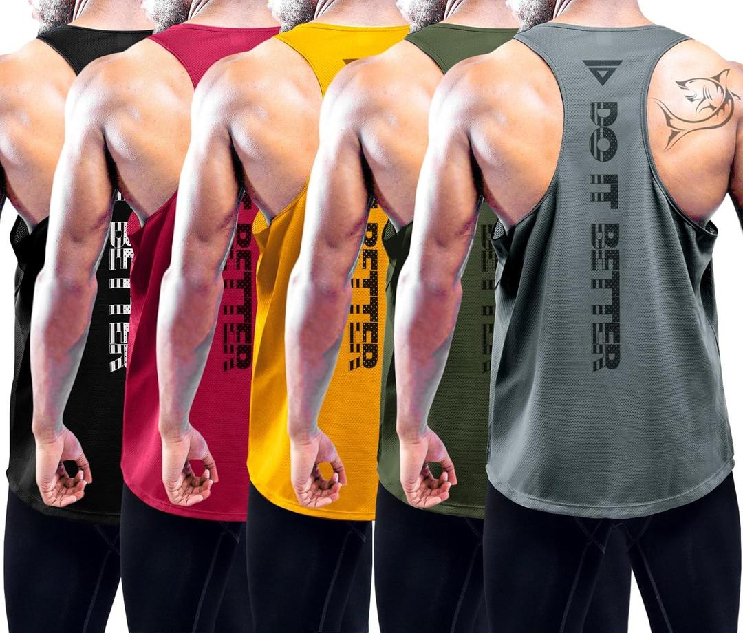 Boyzn Men's 1, 3 or 5 Pack Y-Back Workout Tank Tops, Athletic Muscle Gym Tank Tops, Fitness Bodybuilding Sleeveless T-Shirts, XXL