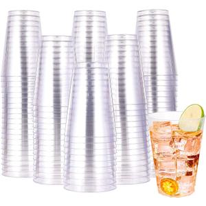 JOLLY CHEF 16 oz Clear Disposable Plastic Cups, 100 Pack Heavy-duty Plastic Cups Tumblers,Perfect for for Halloween, Christmas, and Thanksgiving Parties