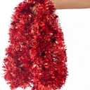 26.2 Feet Red Holiday Tinsel Garland for Graduation, Birthday, Weddings, Party Decorations, Christmas, Patriotic Foil Tinsel Garland for All-Season Home Indoor Outdoor Party Supplies(Red)