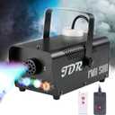 Fog Machine JDR Smoke Machine Controllable LED Light 500W and 2000CFM Fog Disinfection with Wireless and Wired Remote Control for Weddings, Halloween,Parties or Disinfection,with Fuse Protection (Black)