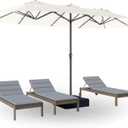 PatioKingdom 15FT Large Patio Umbrella with Base Included, Double Sided Large Outdoor Umbrella with Sturdy Fiberglass Ribs, Rectangular Patio Market Umbrella for Pool,Yard, Garden,Deck(Creamy-white)