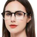 Large Reading Glasses Women Trendy Thick Square Readers 1.0 1.25 1.5 1.75 2.0 to 4.0 5.0 6.0 Spring Hinge (Slim Rim-black/Clear)