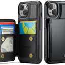 Vinich for iPhone 15 Wallet Case with Card Holder, RFID Blocking Credit Slots Kickstand Shockproof Phone Cover for Women Men, Black