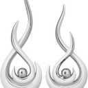 Modern Abstract Art Home Decor Accent,Contemporary Statues Coffee Table Decor for Living Room,Table Centerpieces for Dining Room,Ceramic Sculptures Knick Knacks for TV Stand Show Piece (White Silver)