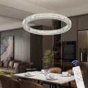 Flashing God W24 Crystal Chandelier LED Round Flush Mount Ceiling Light Fixture Modern Hanging Pendant Lighting Ring Chandeliers for Dining Room Kitchen Island Hallway