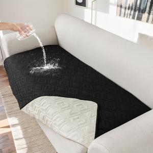 Genina 100% Waterproof Couch Cover for 4 Cushion for Dogs, Anti-Slip Sofa Covers Washable Couch Covers for Sectional L Shape Furniture Cover, 1 Piece (Black, Sofa X-Large)