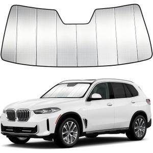 Windshield Sun Shade Custom Fit for BMW X5 2019-2026, Accordion Folding Thick Window Sunshade Block Heat 99% UV Rays Sun Visor Keep Cooler Car Accessories