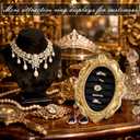 Liliaafar Vintage Ring Holder Oval Black Mat Ring Wedding Display Suede Jewelry Box Stand Frame Earring Tray Anniversary Engagement Baroque Organizer Photograph Prop for Women Birthday Gifts