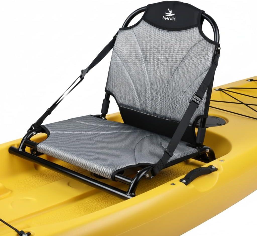 Aluminum Frame Kayak Seat Replacement Breathable Mesh Stadium Chair for Sit-On-Top Fishing Kayaks & Canoes High Back Support & Adjustable Straps