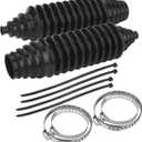 Universal Steering Rack and Pinion Tie Rod Boots, Silicone Bellow Boots with 2 Pieces Gaiter Pinion Boots, 4 Pieces Locking C-Clamps and 6 Pieces Cable Ties, Black