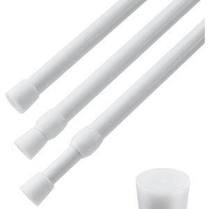 3 PCS Spring Tension Curtain Rod Adjustable Length 41-74 Inches, No Drilling, Tension Rod Suitable for Windows, Bathroom, Cabinets, Wardrobes （White) (white)