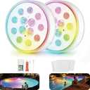 Upgraded Magnetic Pool Lights for Above ground and inground pool, Rechargeable Underwater RGB 16 Colors Submersible LED Lights with Remote & Timer Off, for Hot Tubs, Fountains, Party, Vase - 2 Pack
