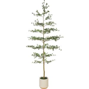FEELEAD Faux Black Olive Tree 8ft - Large Realistic Artificial Shady Lady Tree 8 Feet with Pot Tall Indoor Fake Black Olive Trees with Natural Trunk and Realistic Leaves for Home Office Corner Decor
