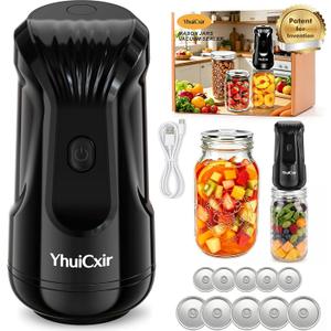 Mason Jar Vacuum Sealer with Reusable Wide & Regular Mouth Lids | Fast Vacuum Sealing, Easy to Open Lids, Portable Electric Canning Sealing Machine for Meal Prep & Pantry Food Preservation