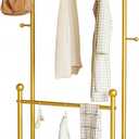 Gold clothing rack marble base,Heavy Duty Clothes Rack for Hanging Clothes,Double Rail Garment Rack with Hooks for Home Retail Boutique (gold)