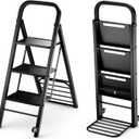 2-in-1 Ladder and Hand Truck Combo Collapsible 3-Step Ladder with
