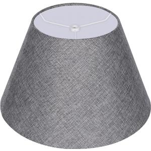 ALUCSET Table Lamp Shade, Replacement Grey Lampshade for Living Room, Barrel Lamp Shade 7x13x7.8inch, Natural Linen Lampshade, Hand Crafted Lamp Cover, Spider Fitter (1 Pack)