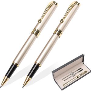 YIVONKA Luxury Ballpoint Pens Best Ball Pen Gift Set for Men & Women Professional Executive Office Nice BallPens Classy Gift Box Ballpoint Black Refill Line width 0.5mm (2 gold)