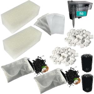 2 Set Three-Stage Filters Replacement Media Kit for AquaClear 50 Power Filter, Fish Tank Filter for 20-to-50 Gallon Aquariums