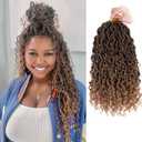 ZRQ 8 Packs Ombre Boho Faux Locs Crochet Hair 14 Inch Goddess Locs Croceht Hair, Pre Looped Soft Locs Boho Style River Locs With Curly Ends Hair Extension T27#