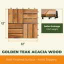 Premium Patio Deck Tiles, 10 PCs 12x12 Snap Together Patio Flooring for Outdoor, Balcony, Porch, Poolside, Waterproof All Weather (Golden Teak)
