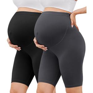 BONVIGOR Buttercloud Maternity Shorts Over The Belly - 8" Biker Shorts for Pregnancy Workout Yoga Athletic Casual Lounge, XL