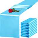 10 Pack Satin Table Runner 12 x 108 Inch Long Blue Silk Table Runner for Wedding Party Banquet Birthday Decoration