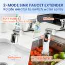 Faucet Extender, 1080 Swivel Faucet Extender with 2 Spray Modes Sink Faucet Aerator with 3 Adapters (M22/M20/M24) Rotating Faucet Attachment for Bathroom & Kitchen Splash-Free Easy Install
