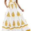 PRETTYGARDEN Womens 2026 Summer Casual V Neck Boho Maxi Dress Flowy Aline Bell Sleeve Tiered Floral Dresses with Pocket (L)