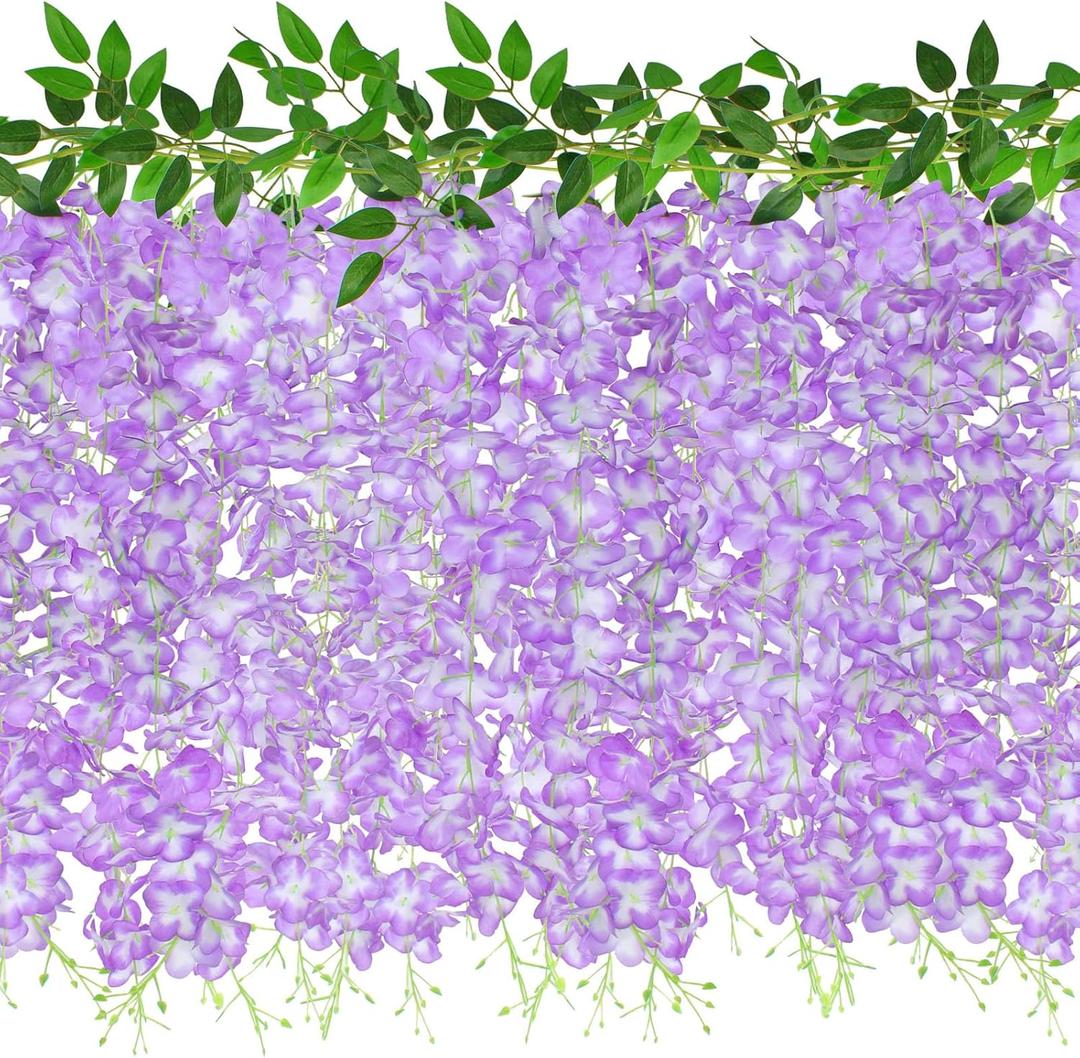 ZINHO 60 Branches Wisteria Hanging Flowers, Artificial Purple Wisteria Flowers Garland for Wedding Arch Ceremony Party Garden Home Backdrop Decor