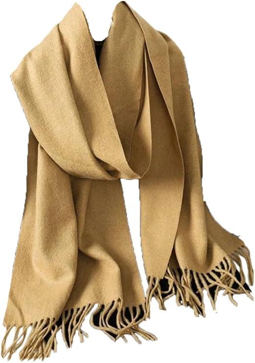 Women’s Solid Color Winter Scarf Warm Chunky Shawl Outdoor Luxury Tassel Wrap Windproof Scarf
