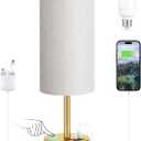 Small Touch Bedside Lamp with USB - 3 Way Dimmable Gold Table Lamp for Bedroom, Nightstand Lamp with Gold Charging Station for Desk Dorm, Office (14" Touch Control)