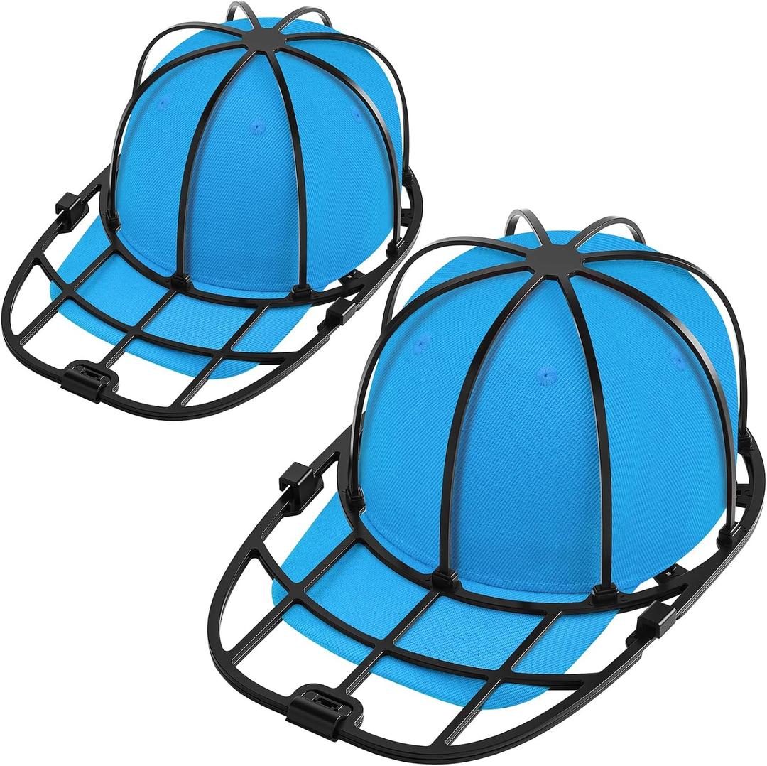 2 Pack Hat Washer Cage for Washing Machine Baseball Cap Washer for Dishwasher, Hat Racks Cleaner Holder for Adults and Kids Ball Hats Cleaning, Black