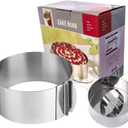 HcirjhieCake Mold-Cake Ring-Adjustable Round Stainless Steel 6 to 12 Inch Cake Mold - Stainless Steel 3 inch Dessert Mousse Molds withCake Baking Supplies（2-piece set）
