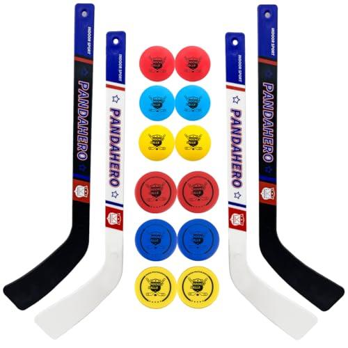 Pandahero Mini Knee Hockey Sticks Set for Kids – Easter Toys Gifts & Easter Basket Stuffers for Toddler Boys & Girls – Indoor Mini Hockey Kit with 4 Sticks