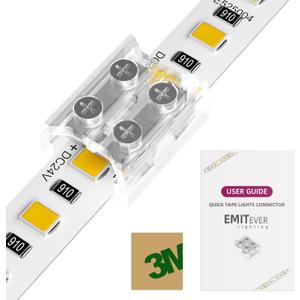 EMITEVER LED Strip Connectors,12 Packs LED Tape Light Connector 2 Pin Solderless Tighten Screw Transparent Tape to Tape Connectors for 5V 12V 24V 8mm Width LED Strip Lights (8mm Tape to Tape Connector)