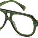 FEISEDY Stylish Reading Glasses for Woman Men Trendy Retro Double Bridge Readers B0287 (Green), Magnification Strength: 1.5 x