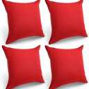 Boao 4 Pack Christmas Decorative Outdoor Waterproof Throw Pillow Covers Square Patio Balcony Garden Waterproof Cushion Case PU Coating Pillow Shell for Couch Bed Patio Sofa, 18 x 18 Inch(Red)