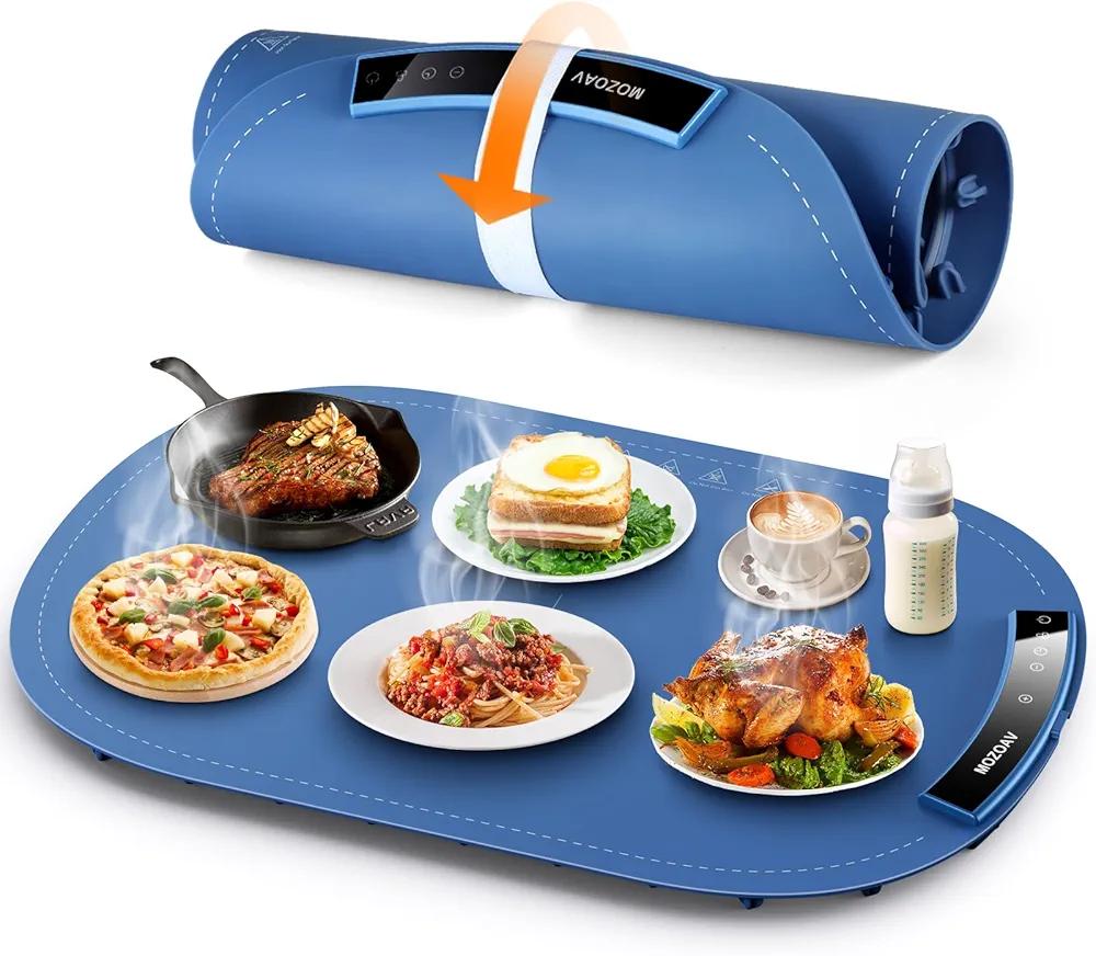 Food Warming Mat, Electric Warming Tray for Parties Buffet, Portable Warming Mat for Food, Full Surface Heating with Adjustable Temperature Keep Food Warm, Stocking Stuffer for Women/Mom