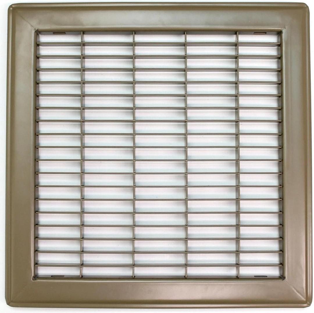 HVAC Premium 16" X 16" Floor Grille - Fixed Blades Return Air Grill - Brown [Outer Dimensions: 17.75 X 17.75]
