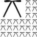 Riceshoot Bows 5 x 7 Inches Twist Tie Ribbon Bows for Cake 24 Pcs Ribbon Bow for Gift Wrapping Balloons Treat Bags Birthday Party Favors DIY Wedding Craft Shower Decor (Black)