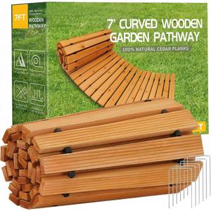 RELIANCER 7' Wooden Garden Pathway,22" Wide Outdoor Roll Out Patio Walkway