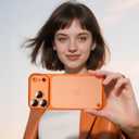 aidvaia Phone Case, Compatible with iPhone 17 Pro, Sandblasting Design Frameless Case, with Camera Lens Protection. (Transparent orange)