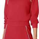 Nirovien Womens 2 Piece Workout Sets Athletic Skort Sets Active Tennis Outfits Crewneck Sweatshirt and Skort S