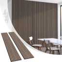 Olanglab Wood Slat Wall Panels, Wooden Acoustic Wall Panels, 94.5"x12.6" Each 3D Wall Panels for Interior Wall Decor, 2 Pack in Total 94.5"x25.2" (Dark Walnut)