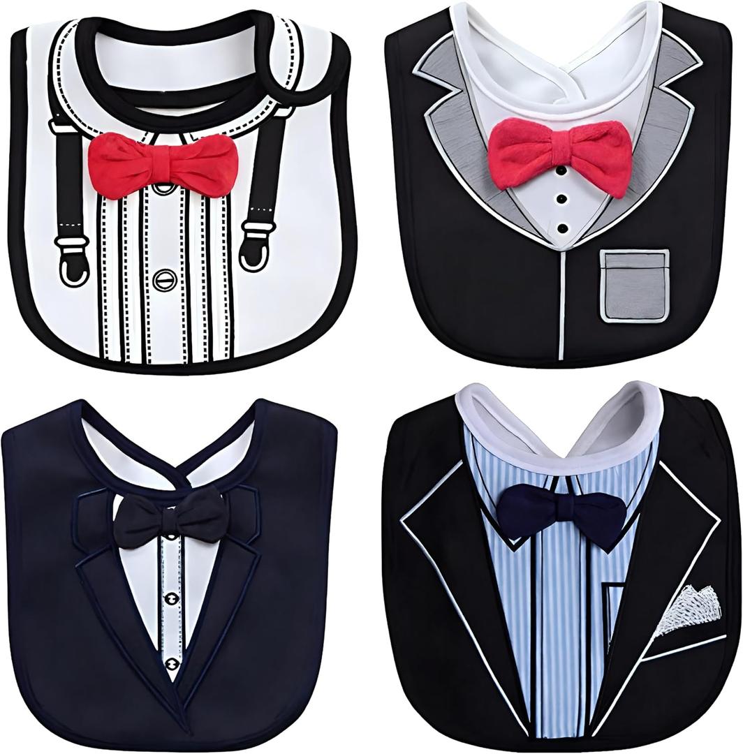 Baby Toddler Infant Boys Girls Drool Drooling Bibs Bowtie Tuxedo Bow Neck Tie Burp Cloths Unisex Pack