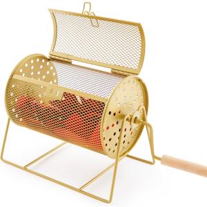 7.09" X 4.72" Small Raffle Drum Upgraded Ticket Spinner Detachable Handle Holds 600 Tickets Raffle Wheel Spinner with Stand Drum Cage for Games Events(Gold)