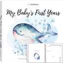 First 5 Years Baby Memory Book Girl, Boy - 90 Pages Hardcover First Year Milestone Keepsake Book, Newborn Scrapbook for New Parents, Minimalist Photo Album Journal, Gift for Baby Shower (SeaWorld)