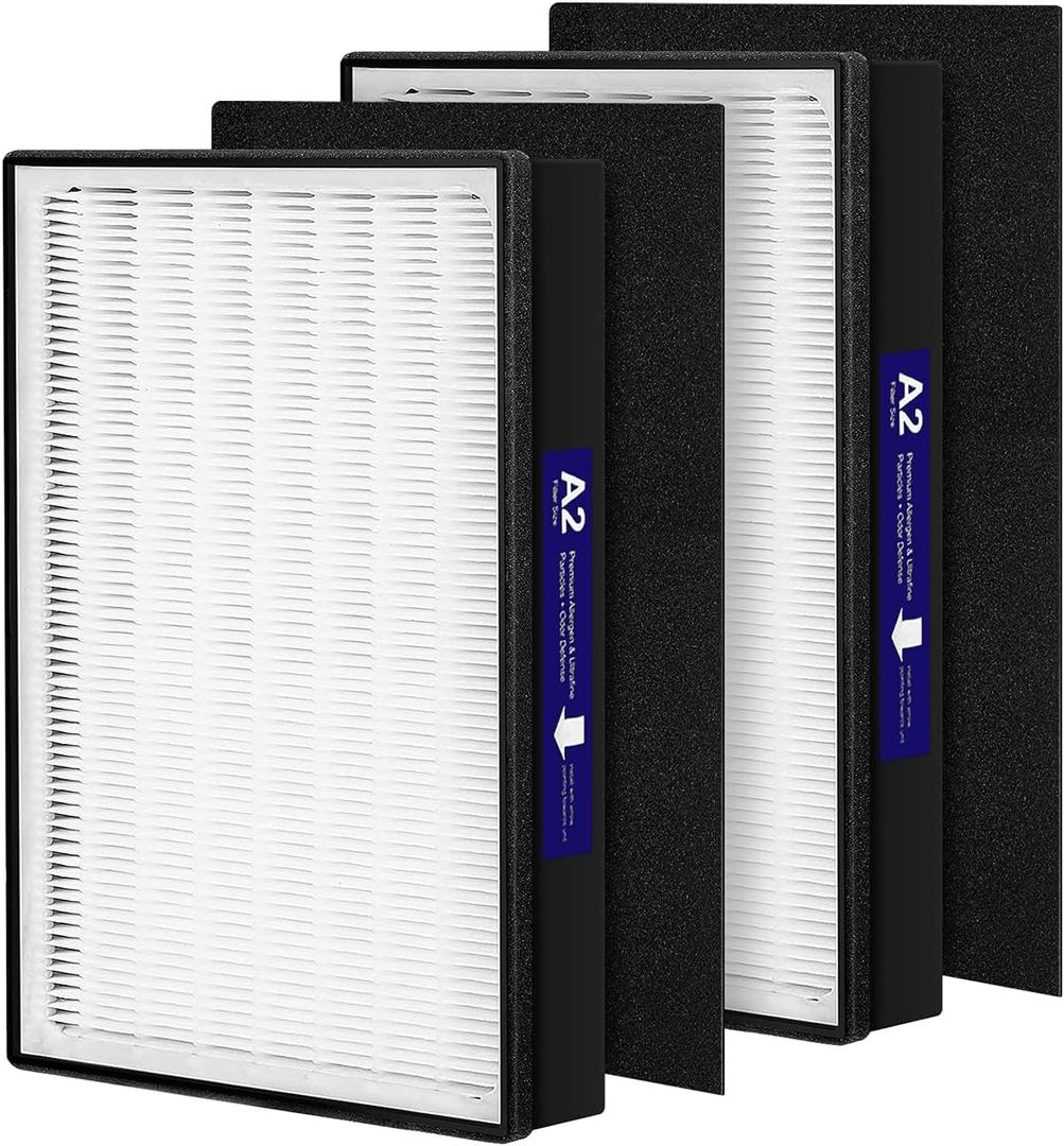 2 Pack A2 Replacement Filter Compatible with 3M Filtrete Room Air Purifier Models FAP-C02-A2, FAP-C03-A2, FAP-T03-A2, Part # 1150101